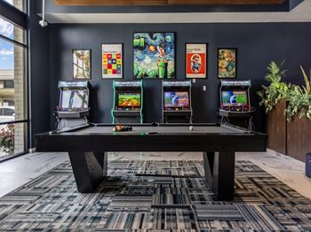 Game room at the arza apartments